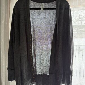 Zenana Outfitters Charcoal Grey Button-Up Cardigan Size 3x